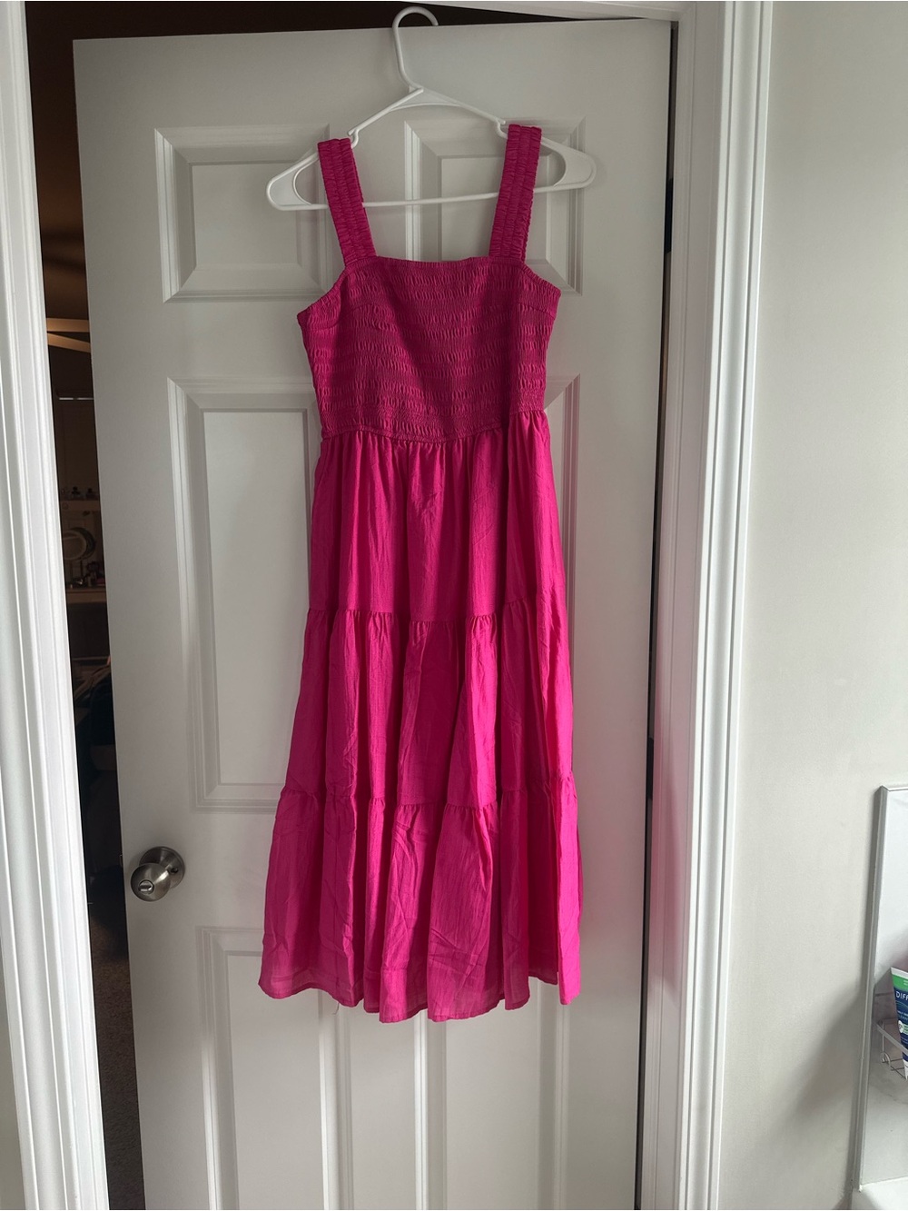 Women’s Sleeveless Smocked Tiered Dress - Hot Pink